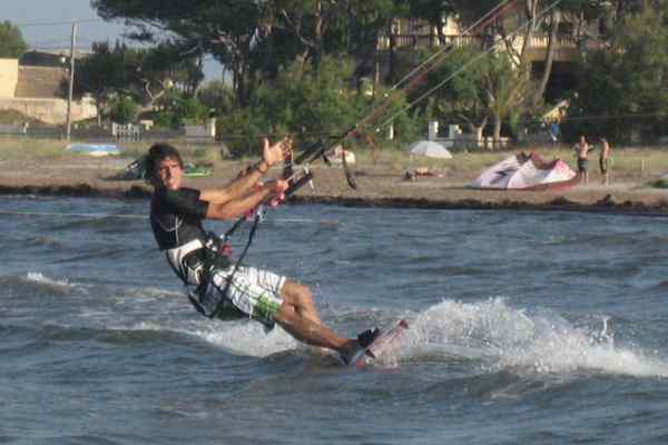 Roberto, our first student ever, kitesurfing at the homespot Sa Marina Roberto, our first student ever, kitesurfing at the homespot Sa Marina